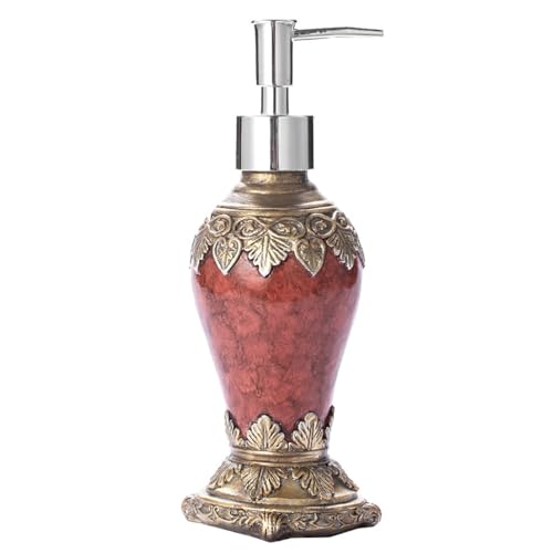 FRCOLOR Flacone Dispenser di Sapone Liquido in Resina da 300 Ml, Dispenser Doccia, Flacone di Shampoo E Lozione per Bagno, Rosso 20,00 X 8,30 X 8,30 Cm.