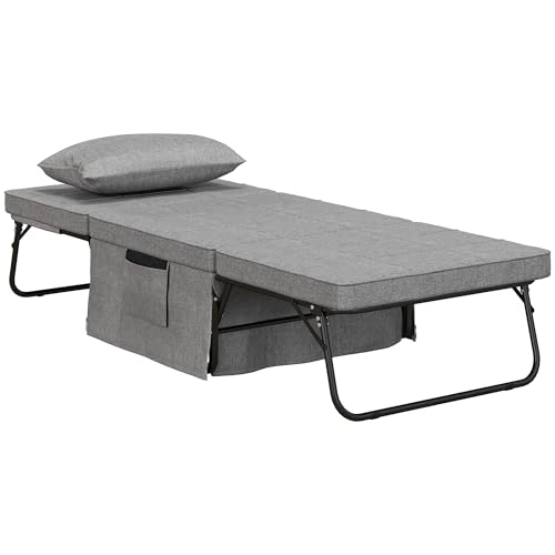 HOMCOM Fauteuil lit Convertible chauffeuse Chaise Longue et Pouf 4 en 1 avec Dossier inclinable 5...