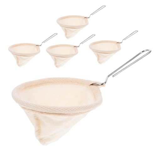 FUNNETOYU 5 Piezas Bolsas Filtro Café con Mango Acero Inoxidable Reutilizables Malla Fina para Café Té Leche de Viaje Hogar Oficina