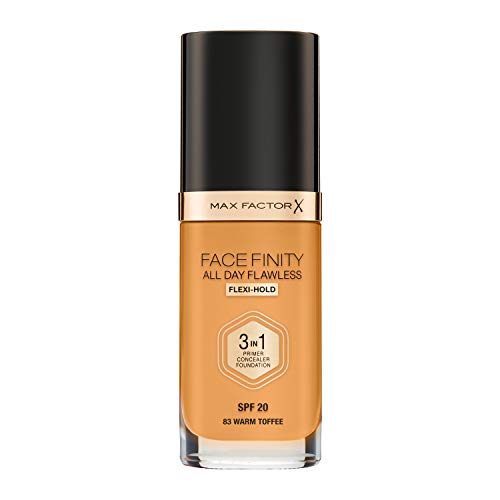 Max Factor Facefinity 3 en 1 All Day Flawless Liquid Foundation, SPF 20-83 Warm Toffee, 30 ml