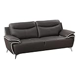 American Eagle Furniture Genuine Leather Sofa in Taupe Gray/Chrome