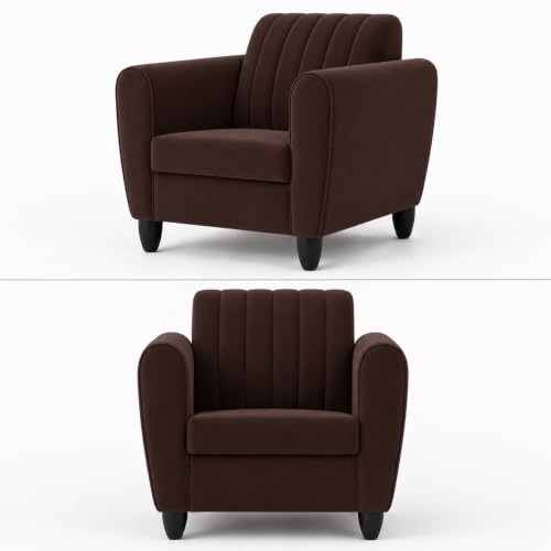 Image of 5 Seater Sofa Set 3+1+1 | Modern Living Room Furniture | Solid Wood Frame | Premium Cushioned Comfortable Couch Set for Home & Office (Brown, 3+1+1) Modern Living Room Furniture