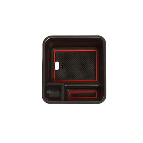 GGCLIMAX Car Organizer Armrest Storage Box Compatible for VW T-cross 2018-2025 ABS Console Organizer Container Car Interior Refit Styling Accessories(Car organizer Red Mat)