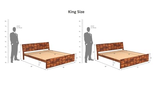 Image of SANKAT MOCHAN Industries Solid SHEESHAM Honey Brown Wooden King Size Bed Double Bed Furniture for Bedroom, Living Room, Home & Hostel (Honey Finish) Matters Size (6 * 6.5) (California King)