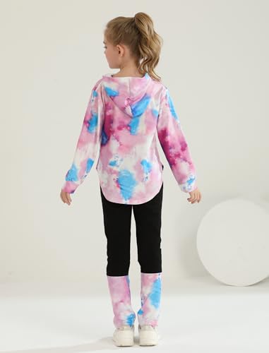 Image of Girls 2 Pcs Fall Winter Tie Dye & Leggings Outfits For Teens 5-14 | 2026 Girls Fashion Trendy, Long Sleeve Hoodie, Cool Life Print, Patchwork Pants, Back to School Holiday Tracksuit