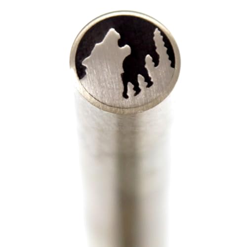 Mosaic Pin - (0.250 (1/4) Inch Diameter) - (Howling Wolf) - (MP-1018BB-250) - (Brass Outer)(Brass Inner) - Decorative Knife Handle Pins and Rods for Fixed Blade Knives