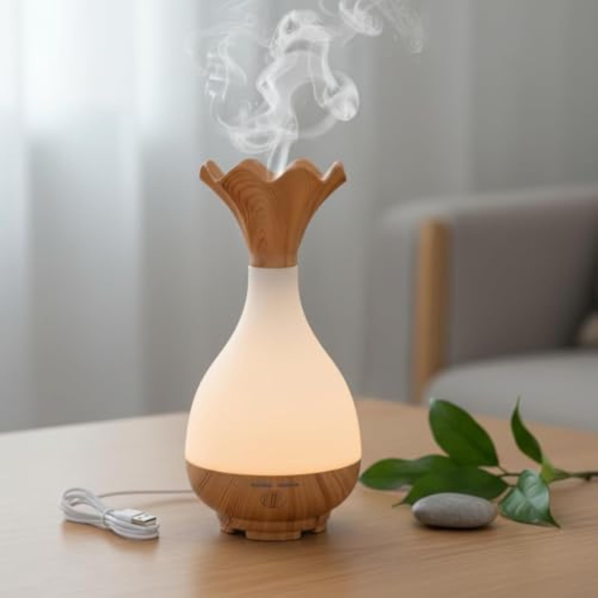 Jade Bottle Aroma Diffuser Vase with LED Lamp
