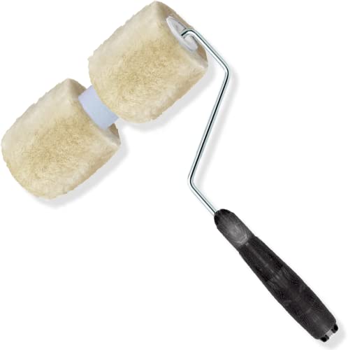 Dual 2-Color Split Painting (Real Australian Sheepskin) Double Paint Roller for Faux Painting by The Woolie (as seen on YouTube) (Single) (6″ Inch (Mini-Size))