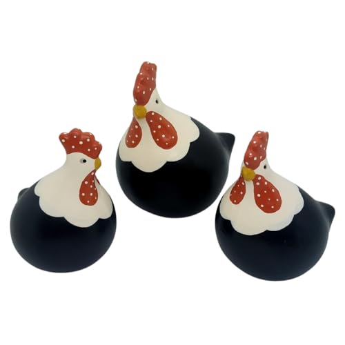 Trio de Galinhas Decorativas em Cerâmica (01)