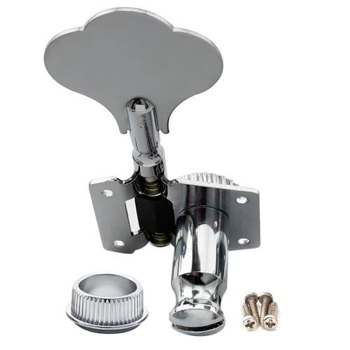 Image of Musiclily Basic Single 24:1 Ratio Open Gear Machine Head Treble Side Tuner Tuning Peg Key with Clover Button for Ibanez Style Electric Bass, Chrome