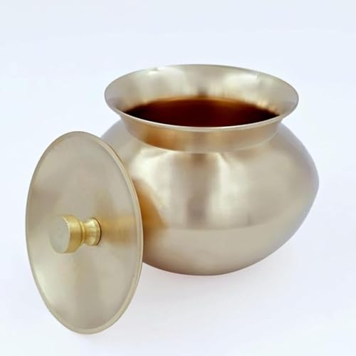 Image of Kansa Serving Handi Matte Polished Finish Lota With Lid Cookware And Serveware Bronze Handi For Kitchen (500 ML)