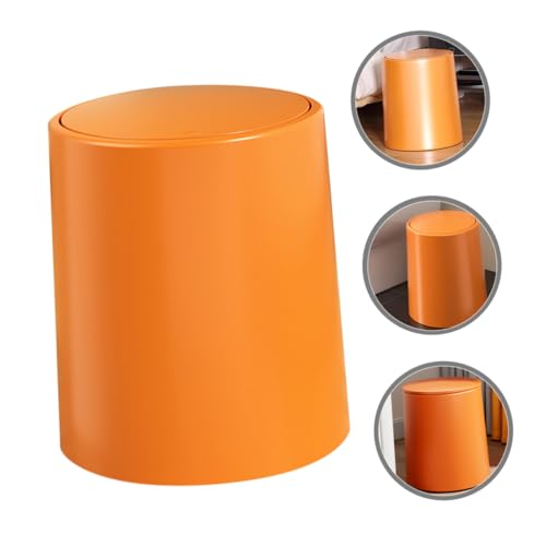 Bote de basura rectangular con tapa presionable naranja miniatura 4