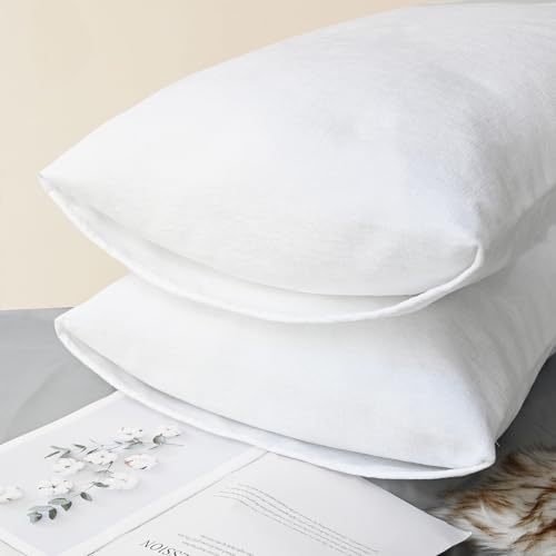 Image of CaliTime Throw Pillow Covers Decorative 20 X 26 Inches Pack of 2 Cozy Chenille Standard Pillow Shams Cases for Couch Sofa Bed Living Room Home True White