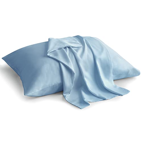 Image of BEDELITE Cooling Pillow Cases Queen 2Pcs, Rayon Made from Bamboo, Blue | Cooling and Breathable Pillow Cover for Hot Sleepers & Night Sweats, Silky Soft Cozy, Envelope Closure, 20 inchx30 inch