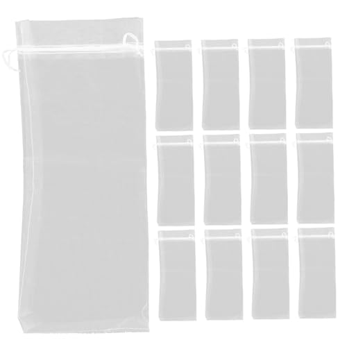 INOOMP 20 Piezas Organza para Botellas Bolsas de Malla con Cordón Ajustable Fundas Blancas Transparentes para Botellas de Vino Estándar para Bodas y Fiestas Pack de Unidades