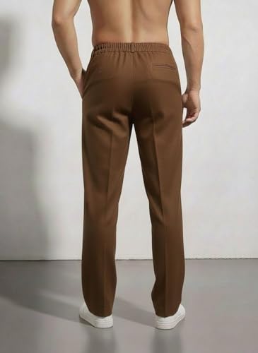 Image of Linen Pants for man | Lower for man | Chinos for Casual Wear |Straight fit Trouser for Men | Elastic Waist Brethable Summer Pants for Regular, Office Wear