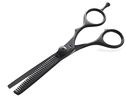 Offset Hair Thinning Scissors, Barber Hair Thinning Shears, Black Hairdressing Thinning Scissors for all Hair Type - Presentation Case