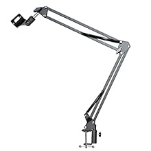 Boom mic stand, with large range of bracket movement，consists of a sturdy C-clamp and a detachable desktop mount. Mic boom arm ,easy to use, microphones and other accessories for vertical or other installations Foldable arm band,the angle can be adju...