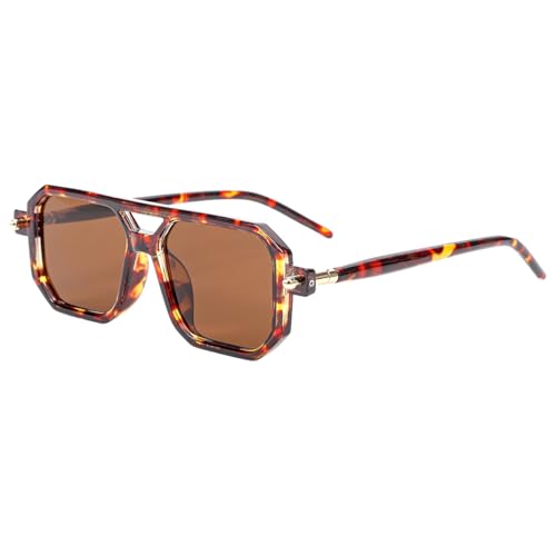 Image of Vintage Square 70s Aviator Sunglasses for Women Men Retro Classic Flat Aviator Frame Sun Glasses UV Protection
