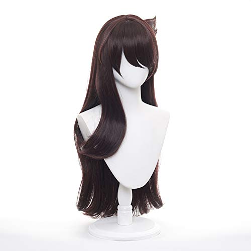 LeMarnia Gold Mixed with Yellow Straight Ponytail Synthetic Wig with Ribbon for Cosplay Fischl Wig Halloween Costume Party Wigs