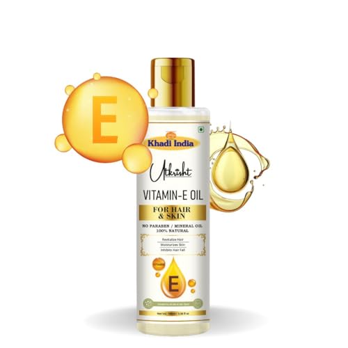 Image of Khadi Pure Vitamin E Oil For Skin & Hair 100ml | Ayurvedic Herbal Hair Oil for Healthy Skin | Non Sticky, Paraben & Mineral Oil Free | For All Types | Daily Use for Men & Women