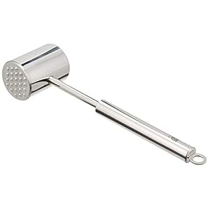 GRÄWE Vleeshamer van roestvrij staal, dubbelzijdig, vleesklopper met twee bewerkingsvlakken incl. glad en genoppterr oppervlak, 28 cm