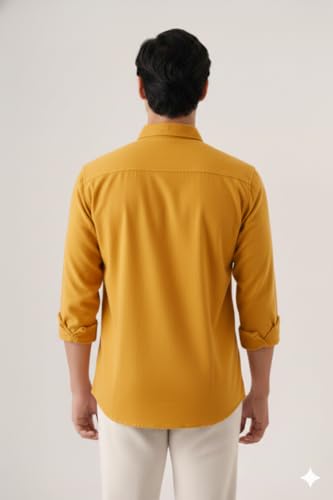 Image of CRYSTAL SKY Men Airy Linen Cotton Shirt Regular Fit Full Sleeves Solid Formal Shirt Stylish Daily Casual Office Wear