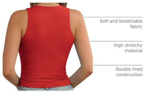 Image of ATHMILE Womens Double Lined Crop Tank Tops Casual Basic Shirts Sleeveless Workout Tops Cute Summer Clothes Teen Girls