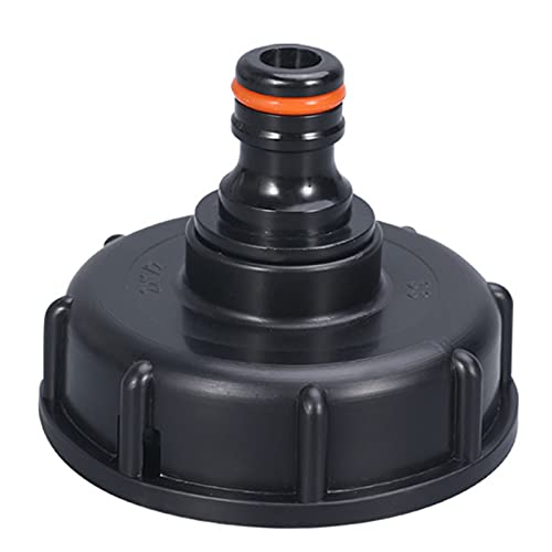 mlloaayo Adaptador De Tanque IBC, Tapa De Tanque De Almacenamiento De Rosca Gruesa S60x6, Adaptador De Grifo De Agua De 1/2, 3/4 Pulgadas, Plástico Negro Cover