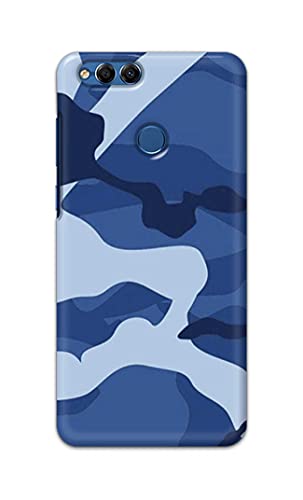 Image of Printed Hard Back Cover Case for Honor 7X | Huawei Mate SE Back Cover (Army Blue Pattern) -203