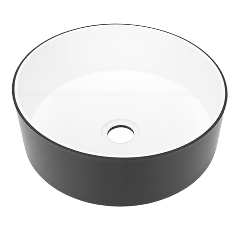 Zerodis RV Sink Basin, 13.54 Inch Round Acrylic Top Mount Sk with Scratch Proof Surface and Recessed Dra, for Boats RVs Campers 