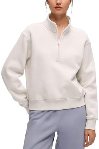 CRZ YOGA Cotton Fleece Lined Half Zip Sweatshirt for Women - Pull...