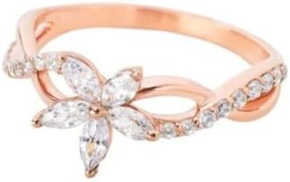 Jewels by Parijaat 0.50 CTTW Marquise Cut Created White Diamond Floral Prong Set Wedding Engagement Ring In 14K Rose Gold Plated 925 Sterling Silver
