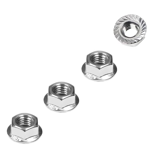 M6 Serrated Flange Hex Nuts, 15 Pcs M6-1.0 Flange Hex Nut, Hexagon Flange Nuts, Flanged Lock Nuts, 304 Stainless Steel Right Hand, Metric, Fully Thread Replacement Nut