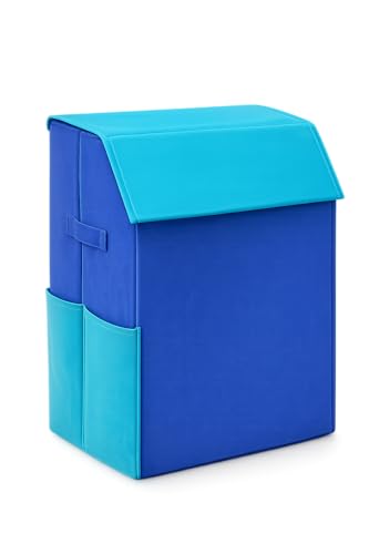 Image of 75 Liter Non Woven Laundry Basket with 2 Side Pockets for Socks and Handkerchief |Foldable Clothes Storage Bin Organizer for Dirty Clothes, Kids Toys, Bedroom & Bathroom (Dark & light blue)