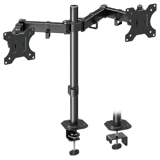 MOUNTUP Monitor Halterung 2 Monitore für 13-32 Zoll Flach & Curved Bildschirm, Dual Arm Monitorhalterung Höhenverstellbar Neigbar Schwenkbar Drehungbar, 8 kg pro Arm, VESA 75 /100mm, EU0002