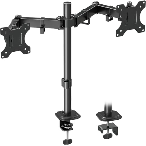 MOUNTUP Dual Monitor Stand Adjustable Monitor Arm Desk Mount for 13-32 Inch Screens Double Arm with Tilt Swivel Rotate VESA: 75x75mm & 100x100mm EU0002