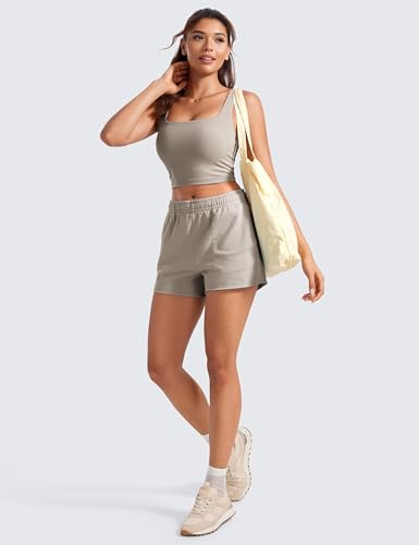 Image of CRZ YOGA Butterluxe Square Neck Crop Tank Top | Light Support, Removable Pads, Yoga, Extremely Soft, Wide Straps, Longline Sports Bras for Women
