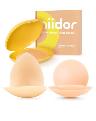 Image of Niidor Nipple Covers for Women with Lift Reusable Silicone Pasties Breast Petals Seamless Under Any Oufit for All Day Comfort