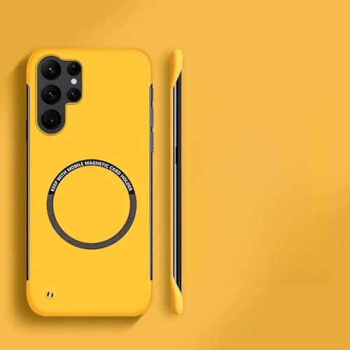 Coque rigide magnétique sans cadre compatible Samsung S24 Ultra coque jaune mate fin