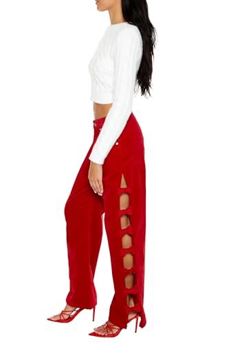 Forever 21 Women's Bow Velvet Cutout Pants3