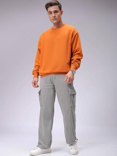 Image of The Indian Garage Co Men Baggy Textured Mid-Rise Cargos