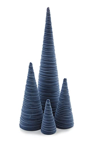 Image of Your Heart's Content Velvet Trees Set of 4 Slate Blue, Home Decor, Mantel Decor, Glam Home Decor, Modern Baby boy Woodland, Valentine Tabletop Tree, Winter Decor (Slate Blue)