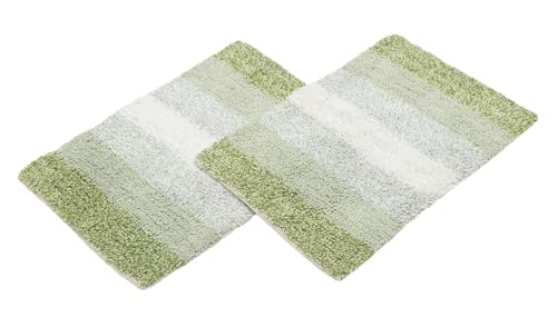 Image of THE HOME TALK Cotton Regular Bathmats | Water Absorbent Runners | Floor Mats /Rugs for Kitchen, Bathroom | Ultra Soft Mats | Non-Slip | Pack of 2 | 35 X 50 cm | Green