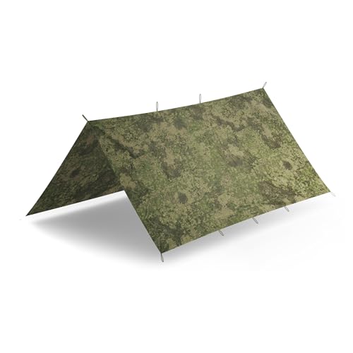 Helikon-Tex Supertarp Polyester-Plane 3 x 3 m Zwei Abdeckungen im Lieferumfang enthalten wasserabweisend 19 Befestigungspunkte 840 g Mehrfarbig