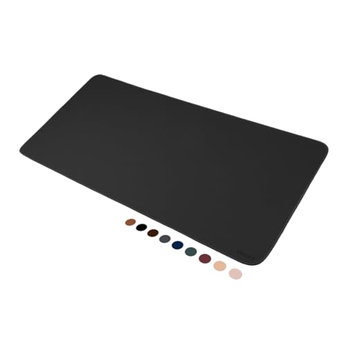 MousePad Desk Pad Eddias em Couro Ecologico 90x40cm + Porta-Copos - (Preto)