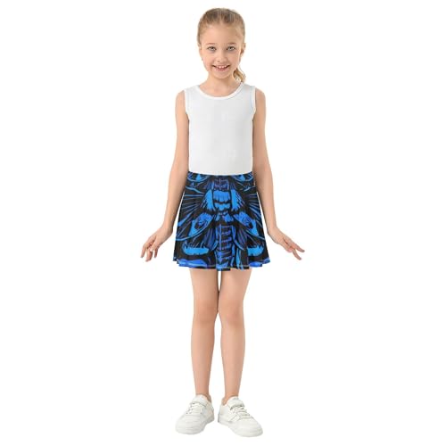 Moth Skull Art Black Blue Skirts with Shorts Cute Comfy Athletic Shorts Girls Skorts School Skirt 4t3