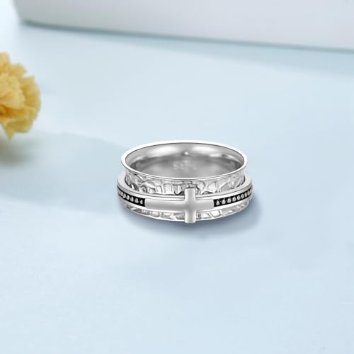 Anxiety Ring 925 Sterling Silver Cross Anxiety Ring Anxiety Jewelry Gifts for Men Women3