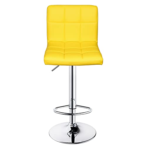 Leopard Bar Stools, Modern Pu Leather Adjustable Swivel Bar Stool With Back, Set Of 2 (Yellow) #TOP4