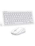 Mini Teclado y Raton Inalámbrico Ultra Delgado, TECKNET 2.4G Ergonómico Teclado, Toque Silencioso, Distancia de Rrabajo de 15 M, Portátil Teclado y Mouse per PC/Smart TV/Ordenador (Español,con la Ñ)